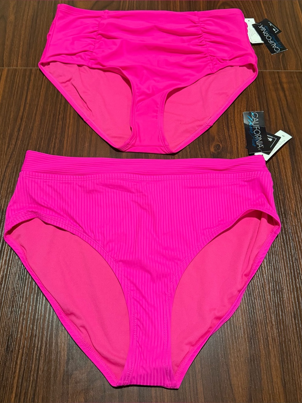 NWT California Waves Women’s Fuscha High Waisted Bikini Bottoms Size 1X 16/18